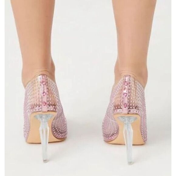 Olivia Ferguson Transparent Rhinestone Pumps Barbie pink Clear Transparent Cinde - Picture 9 of 9